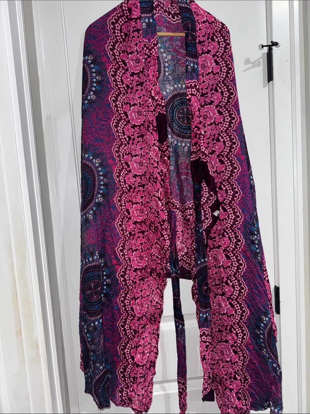Magenta Floral Lace-Trim Sarong